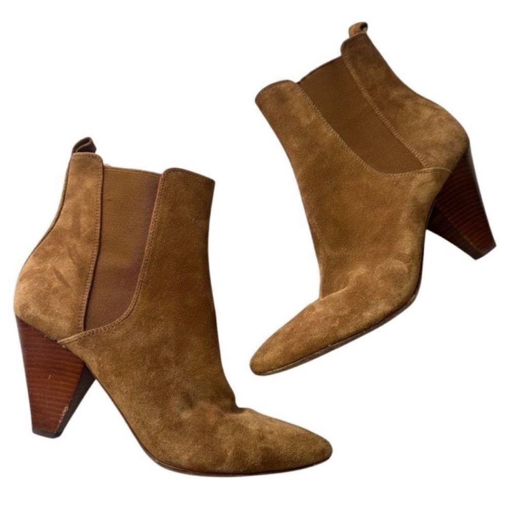 Veronica Beard Baxter Chelsey  heeled suede ankle boots 8.5 is $450 new EUC